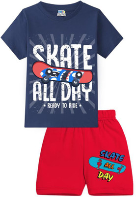 KIDDIFY Boys & Girls Casual T-shirt Shorts(Navy blue)