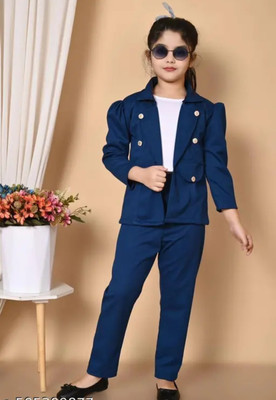 tabz Girls Party(Festive) Blazer Pant(AIRFORCE BLUE)