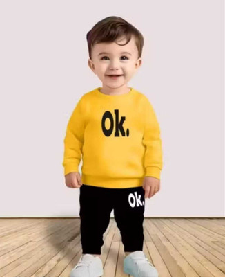 MANNAT Baby Boys & Baby Girls Casual T-shirt Track Pants(YELLOW, BLACK)