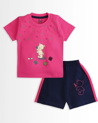 Wonder Klothes Baby Boys & Baby Girls Casual T-shirt Shorts(Pink)