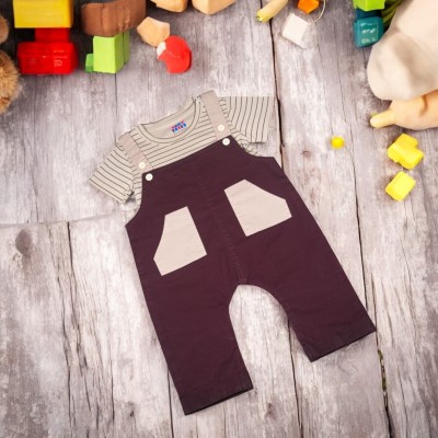 baby tales Baby Boys Casual Jumpsuit T-shirt(Brown)