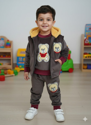 Mayneisha Baby Boys & Baby Girls Casual Sweatshirt Track Pants, Jacket(Grey)