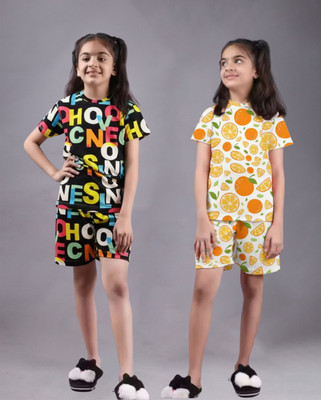 FEBVIBE Girls Casual T-shirt Shorts(Multicolor 15)