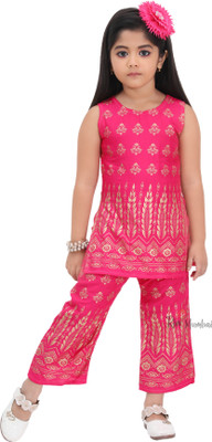 Samshil Fashion Baby Girls Party(Festive) Top Pant(Pink)
