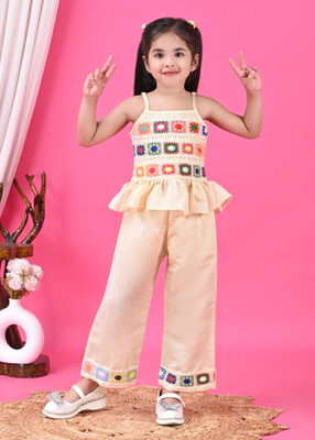 Princess attire Girls Party(Festive) Pant Top(White)