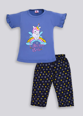 KidsCute Baby Girls Casual Top Capri(Blue)