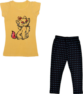 Indistar Girls Casual T-shirt Pyjama(Multicolor)