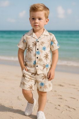 FASHION GRAB Boys Casual Shorts Shirt(Blue)