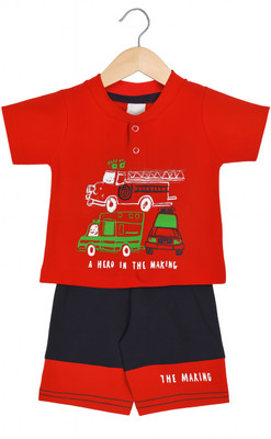 Tiny Cuddles Baby Boys Casual T-shirt Shorts(red)