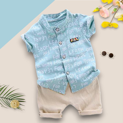 PROVOGUE Baby Boys & Baby Girls Party(Festive) Shirt Shorts(ALPHA_SKY)
