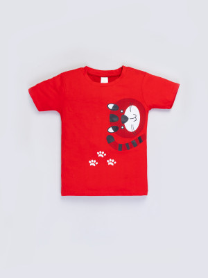 Yk Boys Casual T-shirt Pant(Red&Dark Blue)