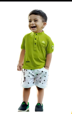 THE VIBES BOOK Boys Casual T-shirt Pant(Pista Green)