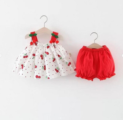 AK DRESSES Baby Girls Party(Festive) Top Shorts(WHITE, RED)