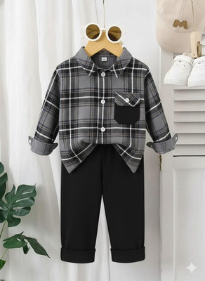 AVOVU Boys Motu Patlu Party(Festive) Shirt Pant(GRAY)