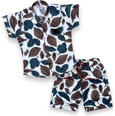 SUKHINAH Baby Boys Casual Shirt Pant(Brown)