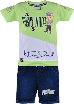 Wishkaro Baby Boys Casual T-shirt Shorts(Green)