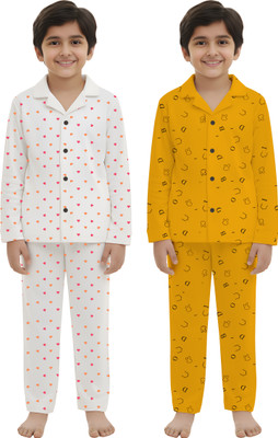 Eha Kids Nightwear Boys & Girls Printed Cotton Blend(Multicolor Pack of 2)