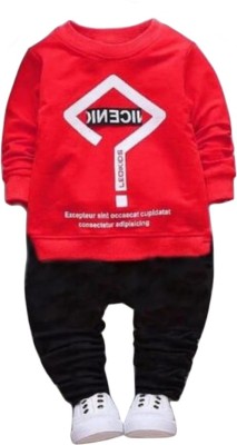 INDHRANI Baby Boys Casual T-shirt Pant(Red)