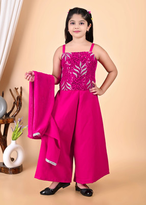 SPAMitude Girls Party(Festive) Top Pant, Jacket(PINK)