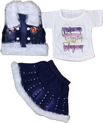 virupkesh Baby Girls Party(Festive) Top Skirt(Blue)