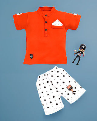 ELAN FASHION Baby Boys Party(Festive) T-shirt Shorts(RED)