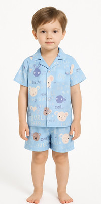 dhairyatraders Baby Boys & Baby Girls Casual Shirt Shorts(Blue)