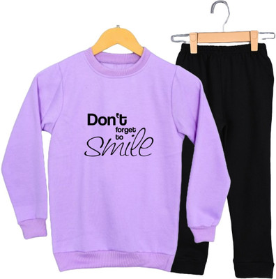 SHOTEK Boys & Girls Casual Sweatshirt Sweatpant(Lavender)