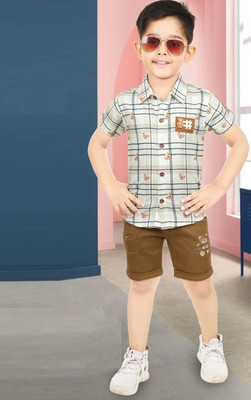 Choo Choo Boys Casual Shirt Shorts(Cream)