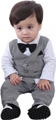 Stinity Baby Boys Party(Festive) Jacket Pant(White)