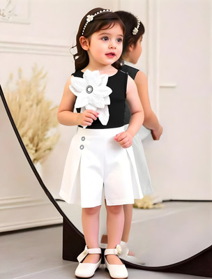 SM NOOR DRESSES Baby Girls Casual Top Shorts(Moonlit Noir)