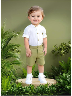 Riyannshi Boys Casual Shirt Pant(Green)