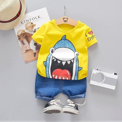 CosTheeta Baby Boys & Baby Girls Casual T-shirt Shorts(Yellow)