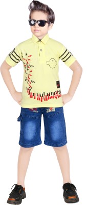 SebhenGers Boys Casual T-shirt Pant(Yellow)