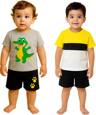 SEGRO Baby Boys & Baby Girls Casual T-shirt Shorts(GREY, GOLD)
