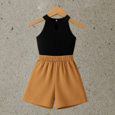 RIYANSHI Girls Casual Top Skirt(Black, Brown)