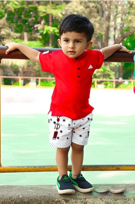 FROQUILIZ Baby Boys & Baby Girls Party(Festive) T-shirt Shorts(Red)