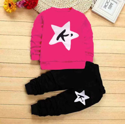 DRUZZEE Baby Boys & Baby Girls Casual T-shirt Pant(Rani)