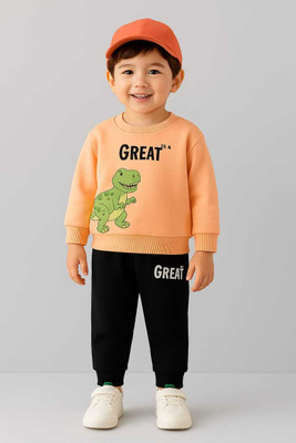CALCUTTA FASHION Baby Boys & Baby Girls Dinosaur Casual Shirt Pant(PEACH BLACK)