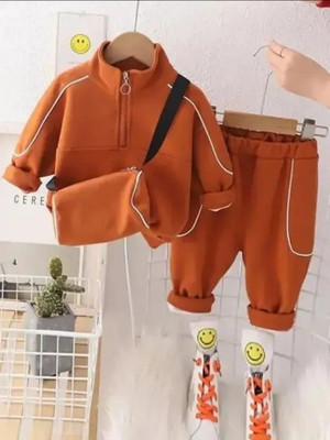 Xbye Baby Boys & Baby Girls Casual Sweatshirt Track Pants, Slingbag(Orange)