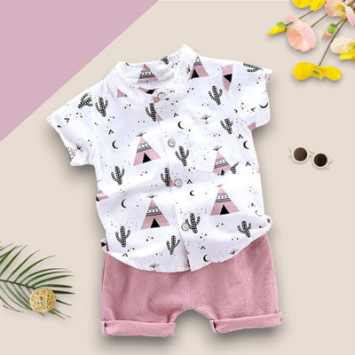 PROVOGUE Baby Boys & Baby Girls Party(Festive) Shirt Shorts(CLASSIC_PINK)