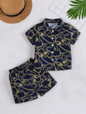 Pheraava Baby Boys Casual Shirt Shorts(BLUE)
