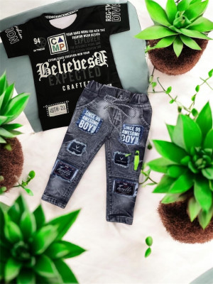 EASTWARDS Baby Boys Casual T-shirt Jeans(Black)
