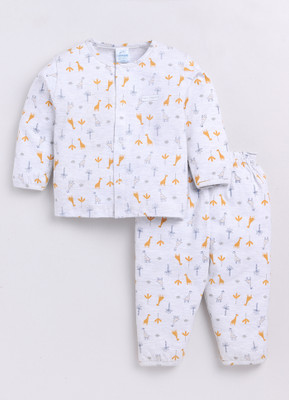 Dollar Baby Boys Printed White Shirt & Pyjama set