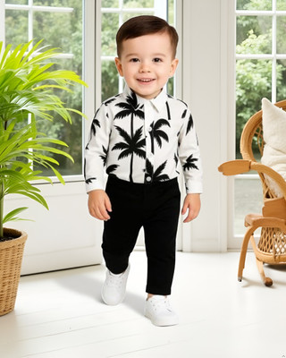 menvy Baby Boys Party(Festive) Shirt Pant(WHITE FLOWSOME PATTERN)