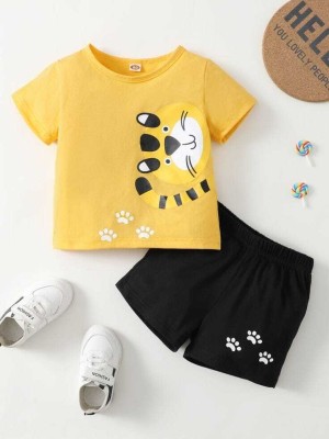 Y Tulsi Baby Boys & Baby Girls Casual Shorts T-shirt(Yellow and Black)