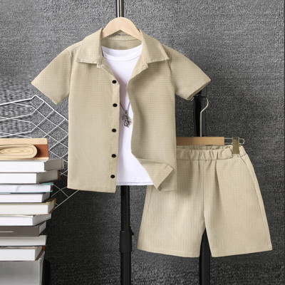 Aanart Baby Boys & Baby Girls Casual Shirt Shorts(Beige)