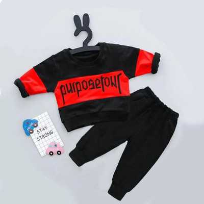 PORPY Baby Boys & Baby Girls Casual Sweatshirt Trouser(BLACK, RED)