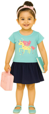 Luay Girls Casual Top Skirt(Sky Blue Unicorn)