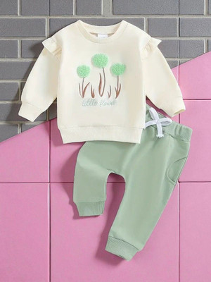 UNISHAPE FASHION Baby Boys & Baby Girls Casual T-shirt Track Pants(White & Green)