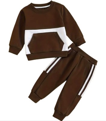 PSLFY Baby Boys & Baby Girls Casual T-shirt Pant(Brown)